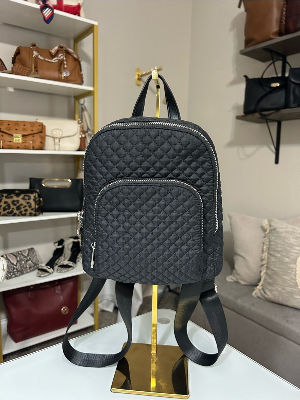 Cynthia Rowley Quilted Black Mini Backpack NWOT